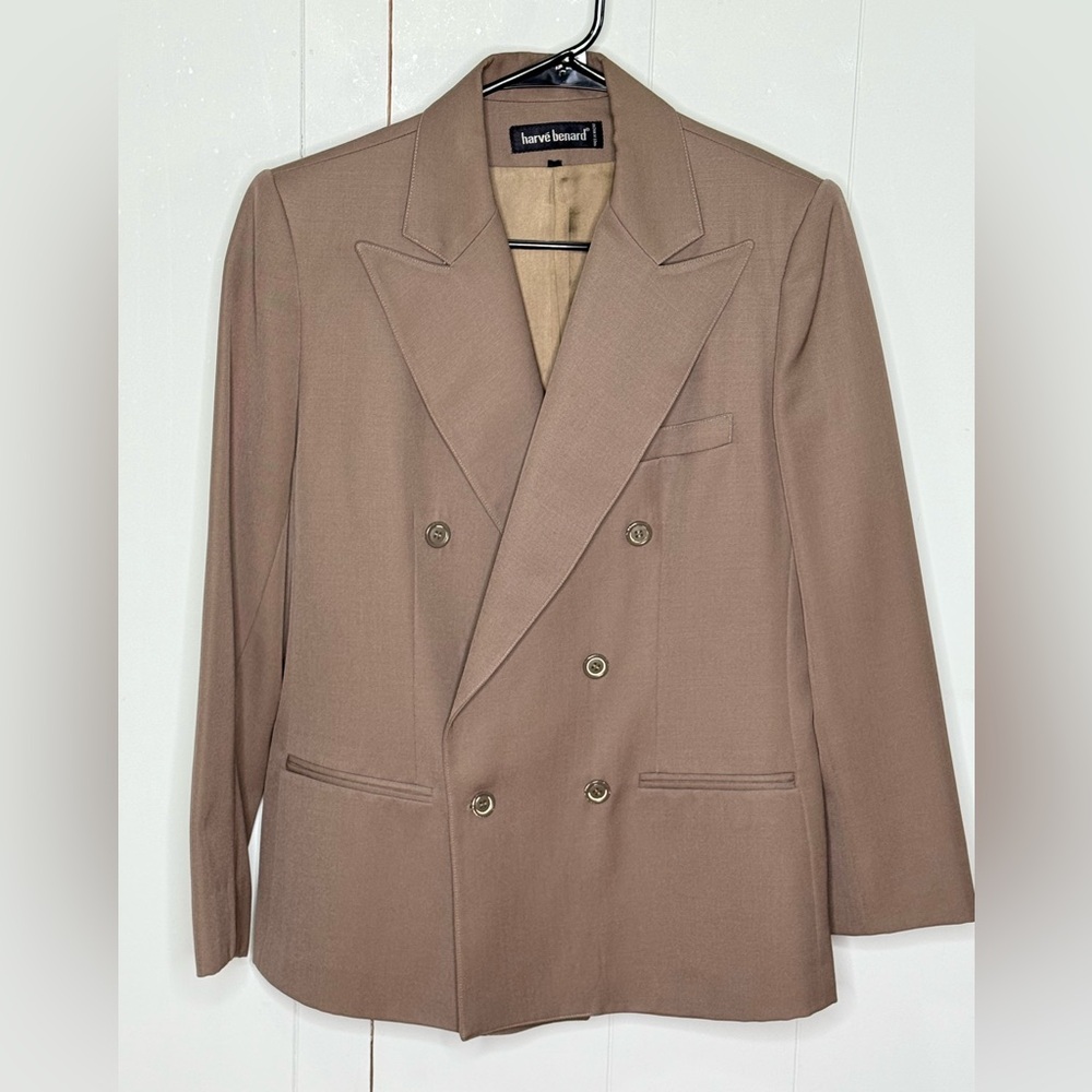 Harvé Benard 100% Wool 80s Vintage Tan Blazer